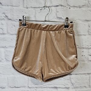Nasty Gal Tan Velvet Athletic Shorts